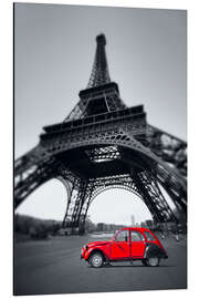 Magnettafel Rotes vintage Auto steht auf dem Champ de Mars