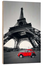 Puutaulu Vintage red car stands on the Champ de Mars