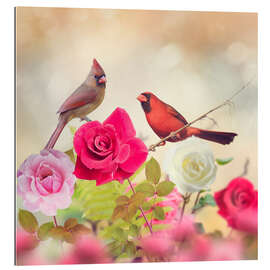 Gallery print Roses and cardinals