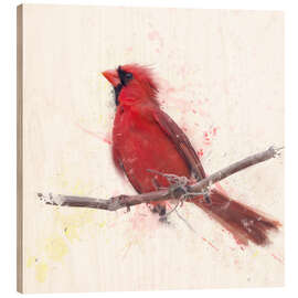 Wood print Male Northern Cardinal