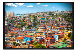 Gerahmter Kunstdruck UNESCO-Weltkulturerbe-Stadt Valparaiso