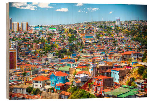 Holzbild UNESCO-Weltkulturerbe-Stadt Valparaiso