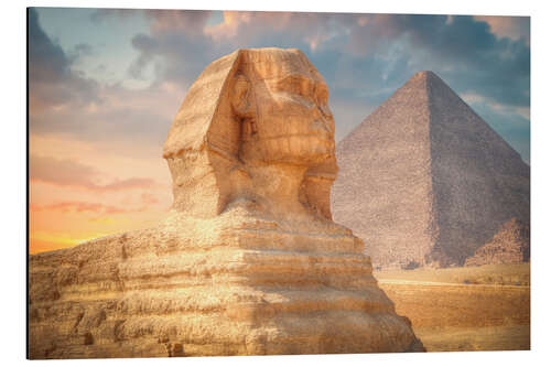 Tableau en aluminium Sphinx et pyramide