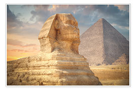 Poster  Sphinx and pyramid