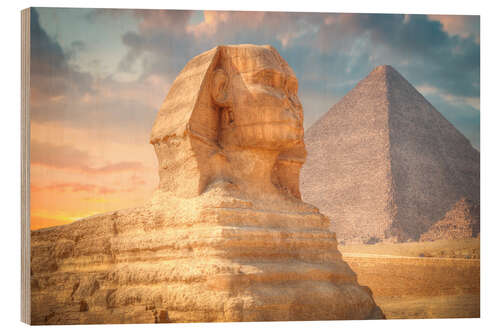 Holzbild Sphinx und Pyramide