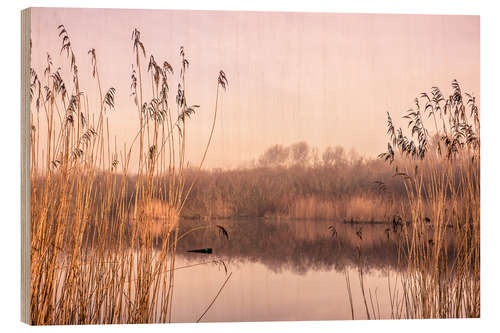 Holzbild Pastellfarbener See