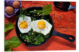 Galleritryk Breakfast pan eggs on spinach