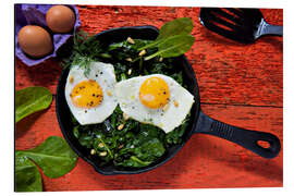 Magnettafel Frühstückspfanne Eier auf Spinat