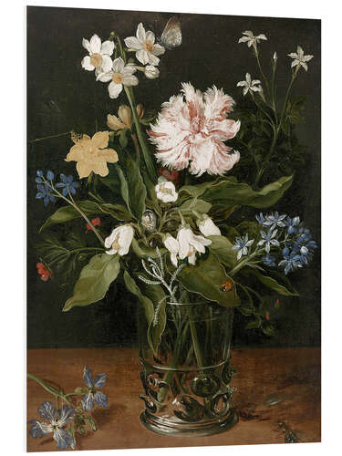 Foam board print Still Life with Flowers in a Glass Vase