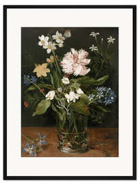 Gerahmter Kunstdruck Stilleben mit Blumen in einer Glasvase