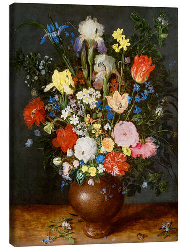 Canvas print Bouquet of flowers in clay vase