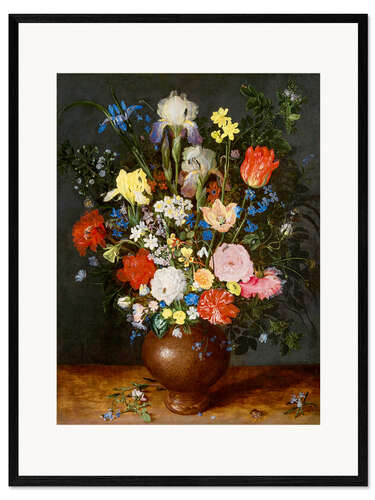 Framed art print Bouquet of flowers in clay vase