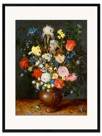 Inramat konsttryck Bouquet of flowers in clay vase