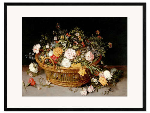 Impressão artística com moldura A Basket of Flowers