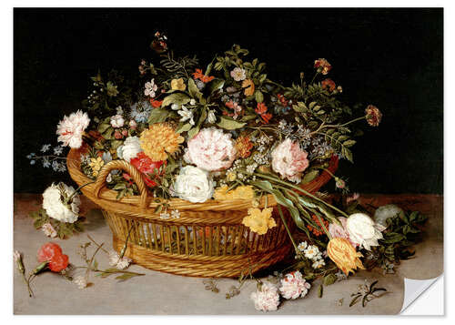 Selvklebende plakat A Basket of Flowers