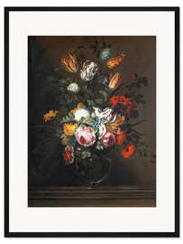 Gerahmter Kunstdruck Blumenbouquet in einer venezianischen Glasvase