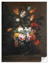 Selvklæbende plakat Bouquet of flowers in a Venetian glass vase