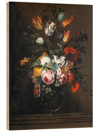 Wood print Bouquet of flowers in a Venetian glass vase