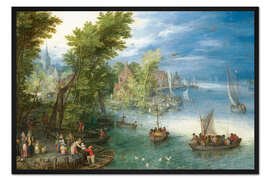 Gerahmter Kunstdruck Flusslandschaft