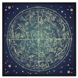 Gerahmter Kunstdruck Sternenkarte