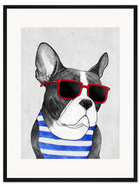 Gerahmter Kunstdruck Frenchie Sommer-Stil