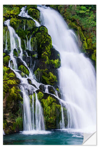 Selvklebende plakat Detail of waterfall at Jaunpass