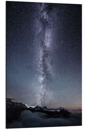 Alubild Nachtlandschaft mit Galaxie über Wolken von Legler-Gebirgshütte Glarus, Schweiz