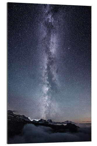 Gallery print Nightscape with galaxy above clouds from Legler mountain hut  Glarus, Switzerland