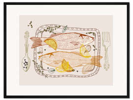 Gerahmter Kunstdruck Fisch frisch auf den Tisch