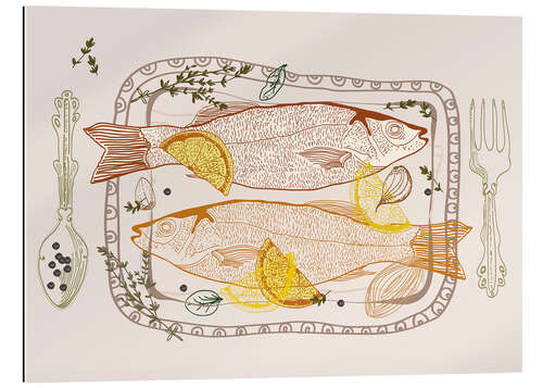 Quadro em plexi-alumínio Fish fresh on the table