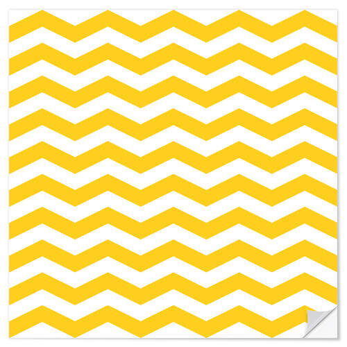 Selvklebende plakat Yellow zigzag