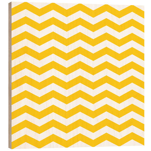 Wood print Yellow zigzag