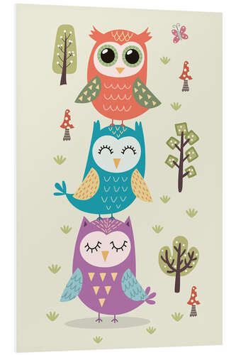 Foam board print Three owls