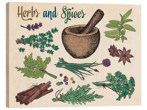 Stampa su legno Herbs and spices