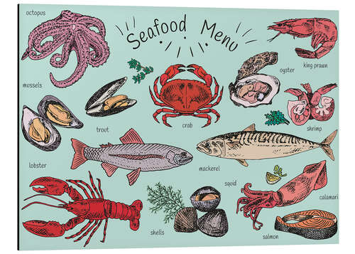 Aluminium print Seafood menu