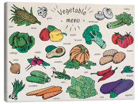 Lienzo  Menú de verduras en inglés