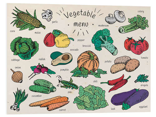 Tableau en PVC Légumes au menu (anglais)