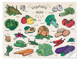 Sticker mural Légumes au menu (anglais)