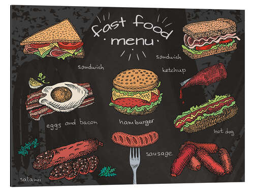 Aluminium print Fast Food Menu