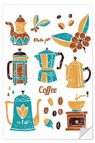 Selvklebende plakat Coffee Collection