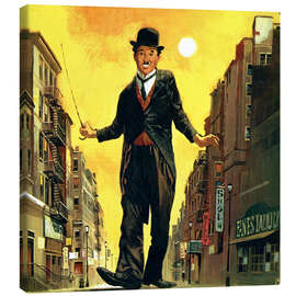 Tableau sur toile Charlie Chaplin marche dans la rue