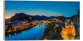 Wood print Salzburg at blue hour - sunrise