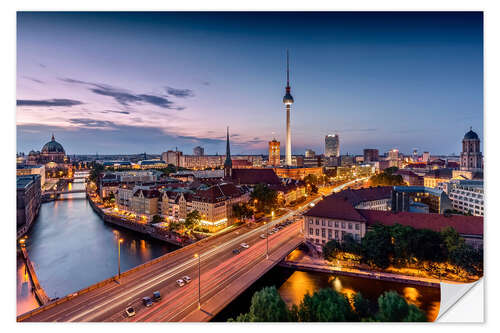 Selvklebende plakat Berlin | Nightfall in the capital town