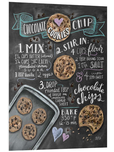 Foam board print Chocolate chip cookies recipe.