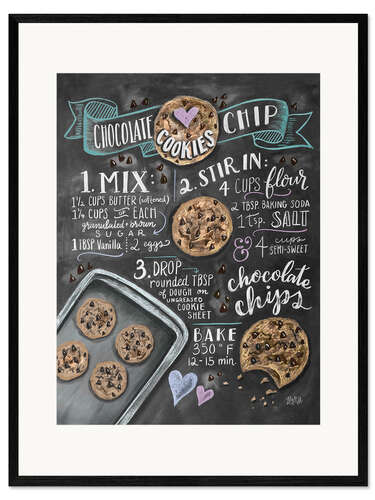 Impression artistique encadrée Recette des cookies (anglais)