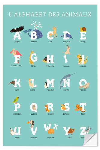 Självhäftande poster Alphabet des animaux