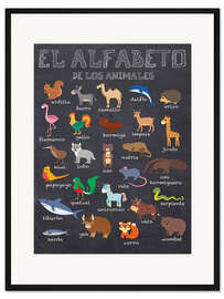 Gerahmter Kunstdruck Alphabet der Tiere (spanisch)