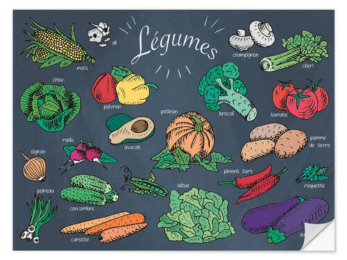 Selvklebende plakat Vegetables - French