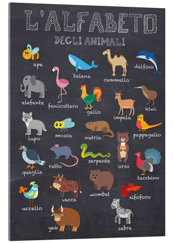 Quadro em acrílico Alfabeto dos animais (italiano)