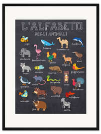 Gerahmter Kunstdruck Alphabet der Tiere (italienisch)